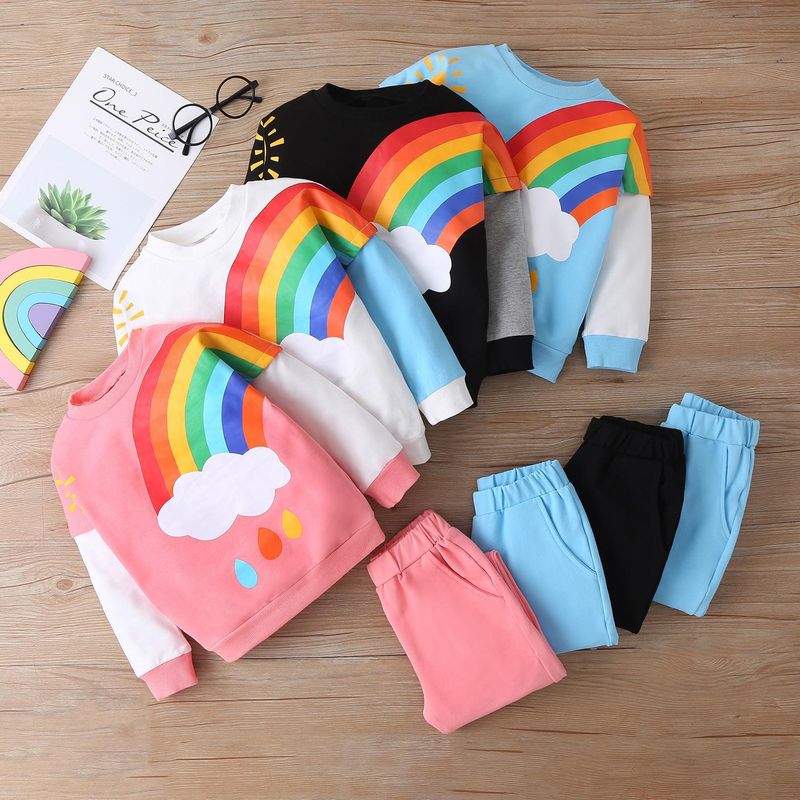 Fashion Rainbow Cotton Boys Clothing Sets