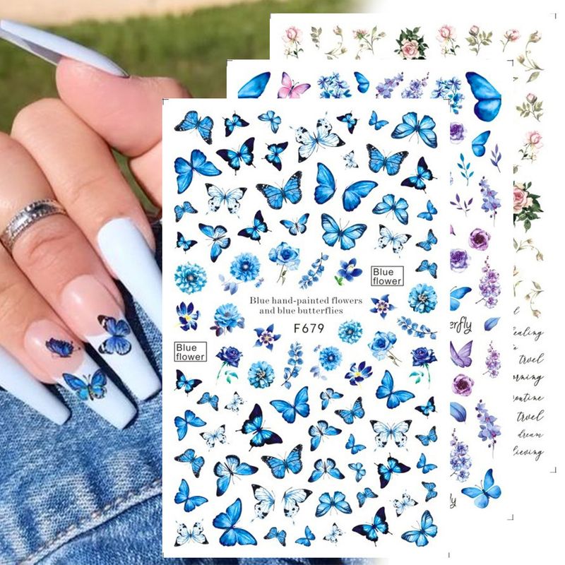 Mode Brief Blume Schmetterling Papier Nagelaufkleber 1 Stück