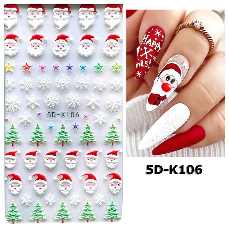 Simple Style Santa Claus Paper Nail Patches 1 Piece
