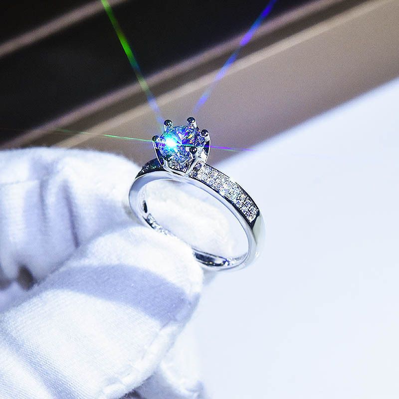 Mode Runden Kupfer Inlay Künstlicher Diamant Ringe 1 Stück