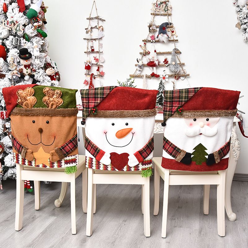 Christmas Fashion Snowman Elk Cloth Family Gathering Chair Cover 1 Piece