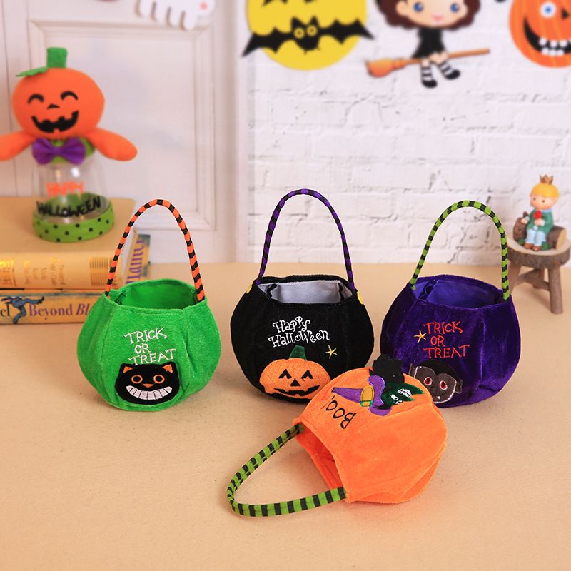 Halloween Pumpkin Cat Flannel Party Gift Bags 1 Piece