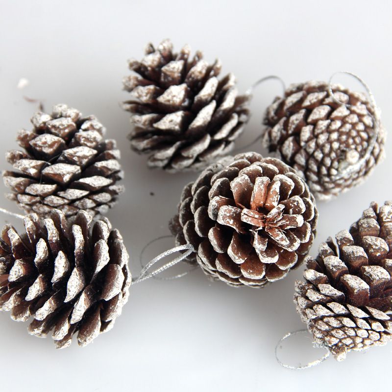 Weihnachts Mode Kiefer Zapfen Holz Party Hängende Ornamente 6 Stück