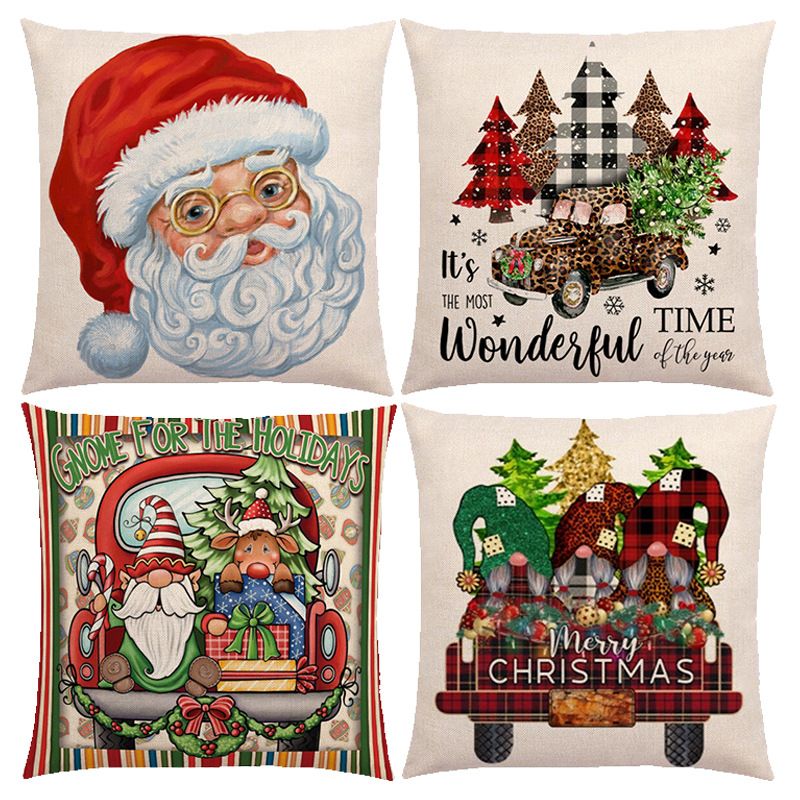Cute Christmas Tree Santa Claus Letter Linen Pillow Cases