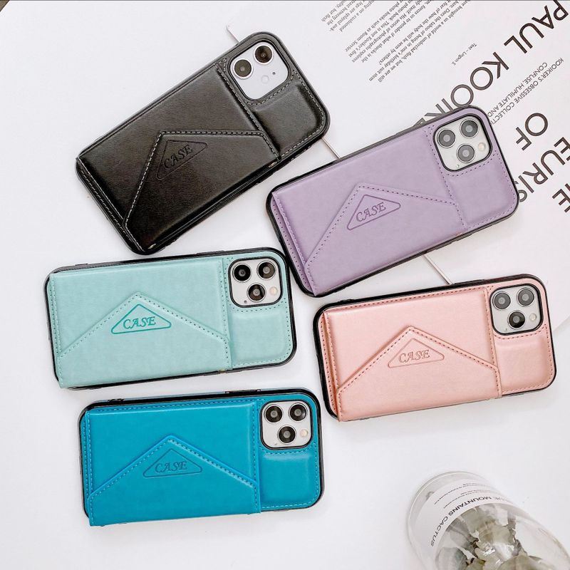 Basic Solid Color Pu Leather Plastic  Iphone Phone Cases
