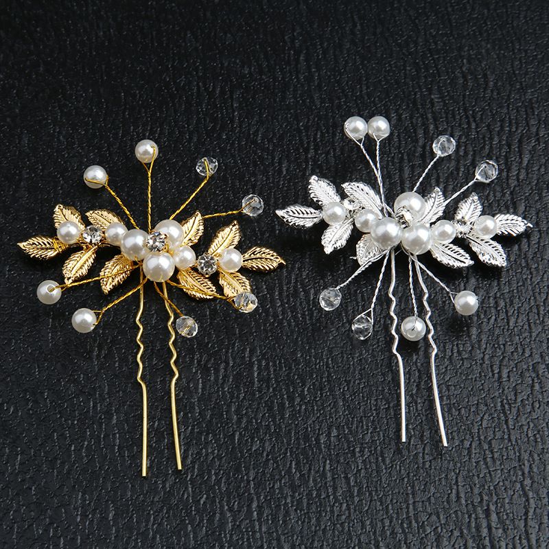 Retro Flower Alloy Handmade Artificial Rhinestones Artificial Pearls Hairpin