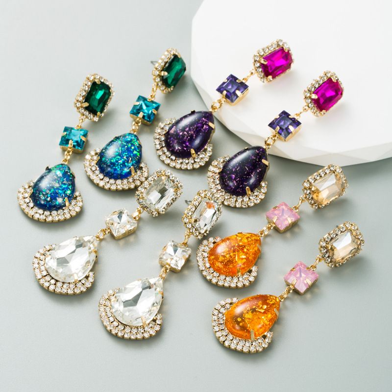 Wholesale Jewelry 1 Pair Fashion Geometric Alloy Rhinestones Earrings