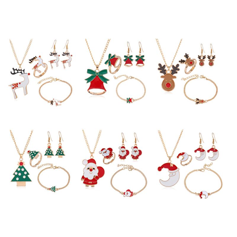 Mode Weihnachtsmann Legierung Emaille Frau Armbänder Ohrringe Halskette 1 Satz