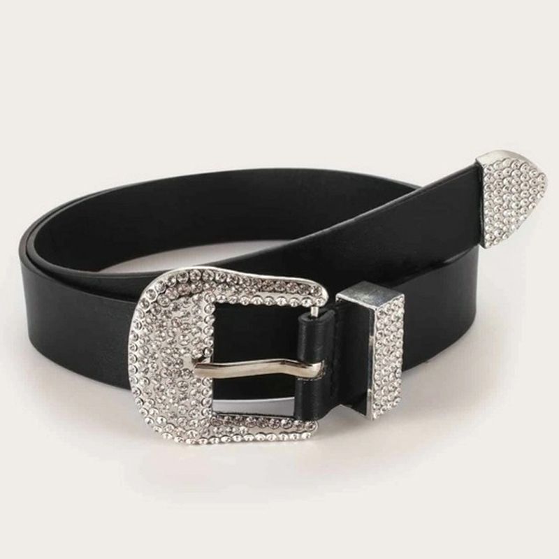 Fashion Rectangle Alloy Inlay Rhinestones Women's Leather Belts 1 Piece