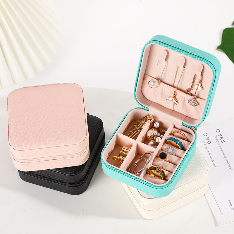 Simple Style Solid Color Pu Leather Jewelry Boxes 1 Piece