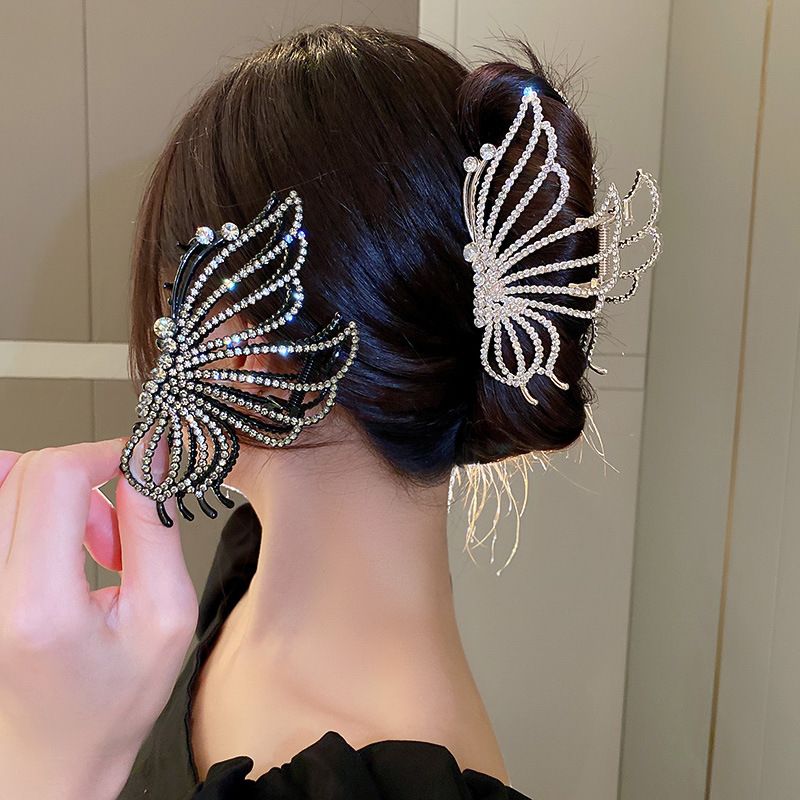 Elegant Butterfly Copper Inlay Rhinestones Hair Claws 1 Piece