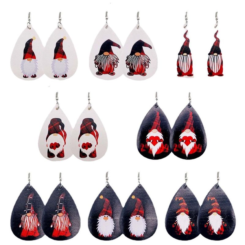 Fashion Santa Claus Water Droplets Pu Leather Women's Earrings 1 Pair