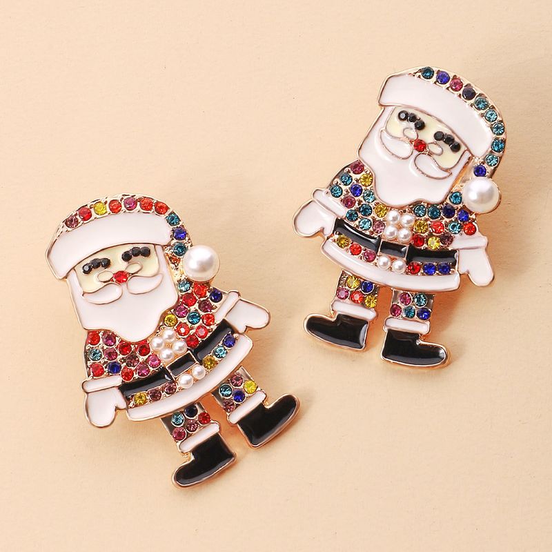 1 Pair Fashion Santa Claus Inlay Alloy Rhinestones Ear Studs