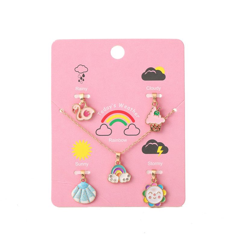 Süß Regenbogen Legierung Emaille Mädchen Halskette Mit Anhänger