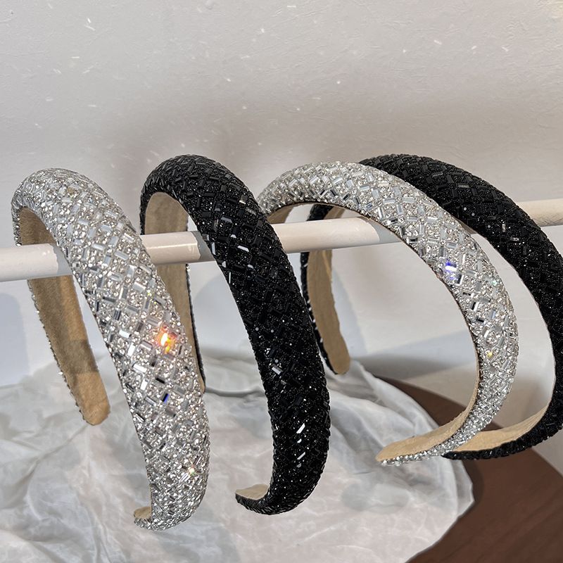 Simple Style Solid Color Rhinestone Handmade Hair Band 1 Piece