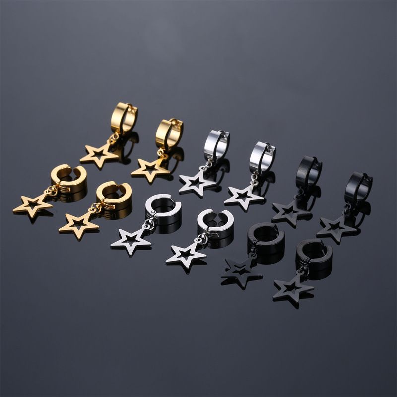 1 Piece Vintage Style Star Stainless Steel Plating Hollow Out Drop Earrings