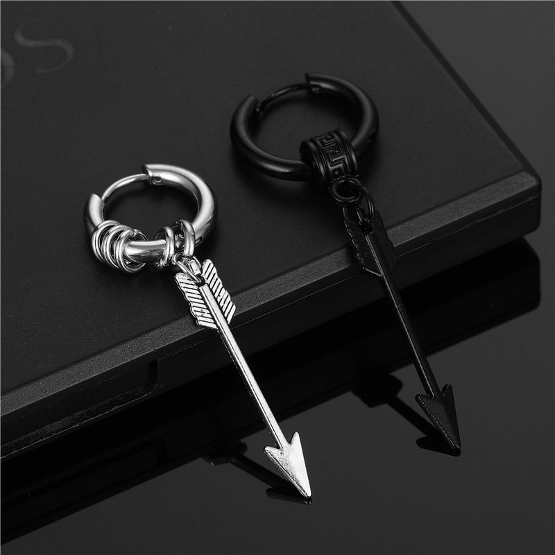 1 Piece Hip-hop Arrow Plating Titanium Steel Drop Earrings