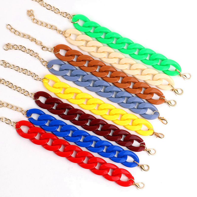 1 Piece Simple Style Solid Color Arylic Chain Women's Bracelets