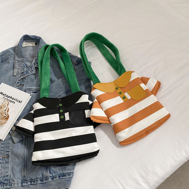 Women's Medium Spring&summer Canvas Stripe Cute Square Magnetic Buckle Handbag