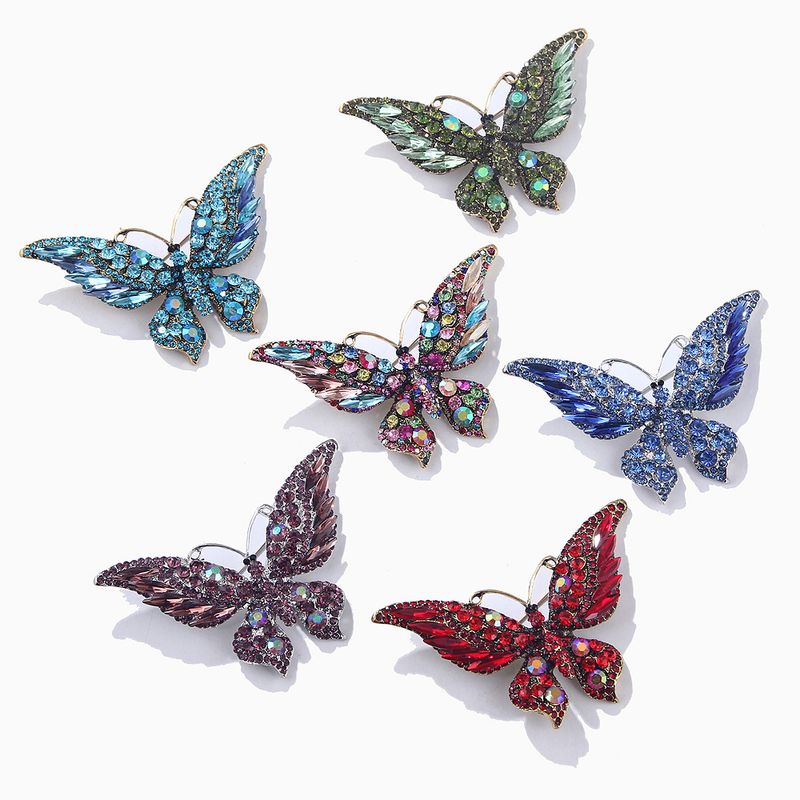 Retro Mariposa Aleación Embutido Diamantes De Imitación Mujeres Broches