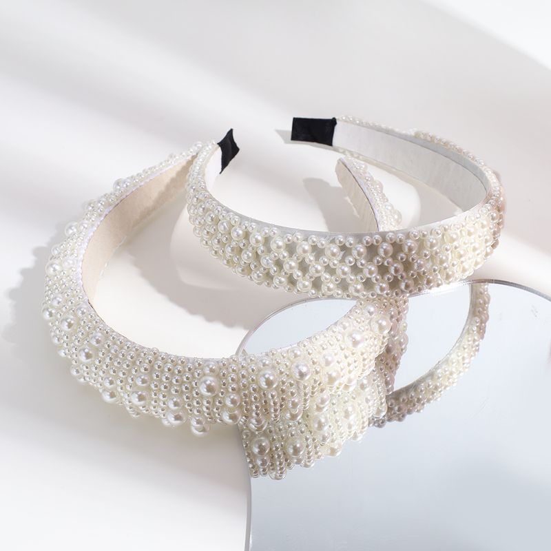 Baroque Style U Shape Cloth Inlay Pearl Hair Band 1 Piece