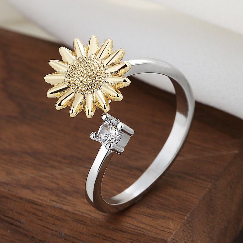 Fashion Star Moon Flower Metal Inlay Rhinestones Women's Rings