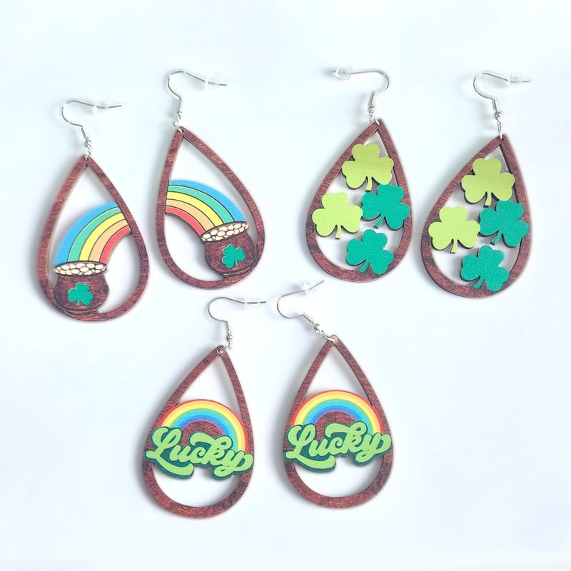 1 Pair Cartoon Style Rainbow Arylic St. Patrick Women's Drop Earrings