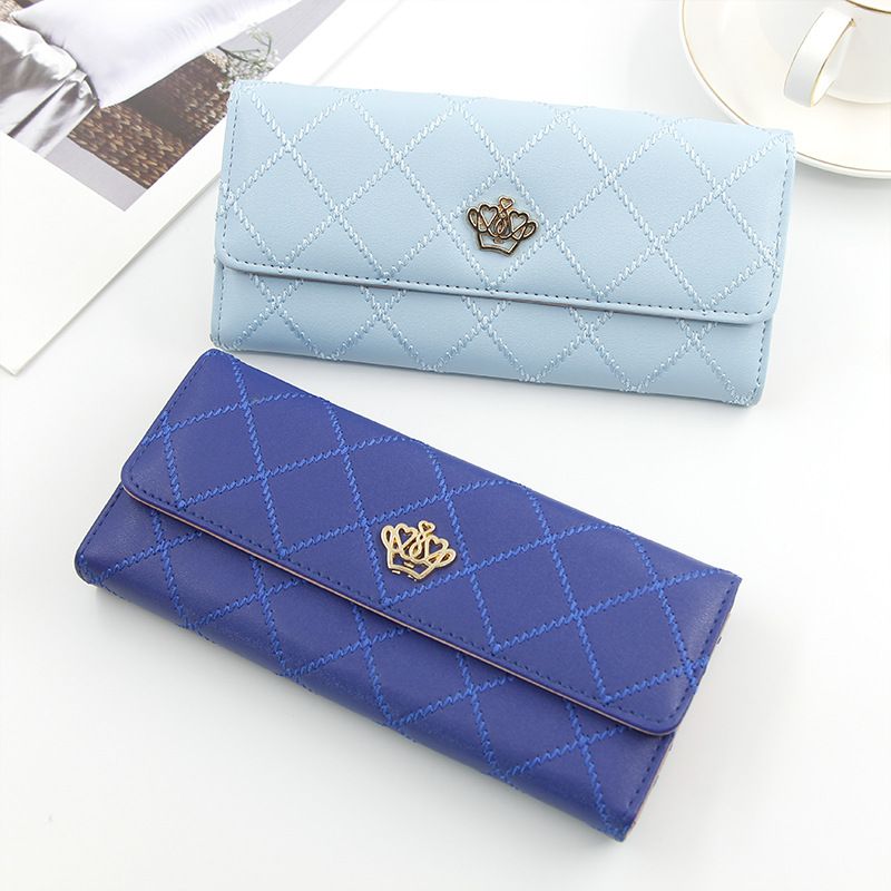 Women's Crown Lingge Pu Leather Flip Cover Wallets