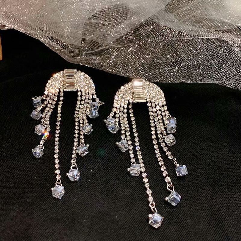 1 Pair Fashion Irregular Artificial Crystal Alloy Tassel Plating Women's Drop Earrings