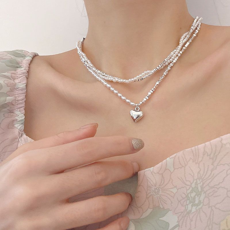 1 Pièce Mode Forme De Cœur Perle D'imitation La Saint-valentin Femmes Collier