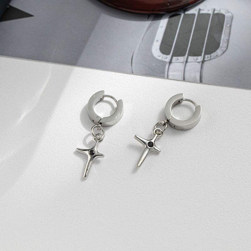 Fashion Geometric Titanium Steel Plating Artificial Rhinestones Earrings 1 Pair