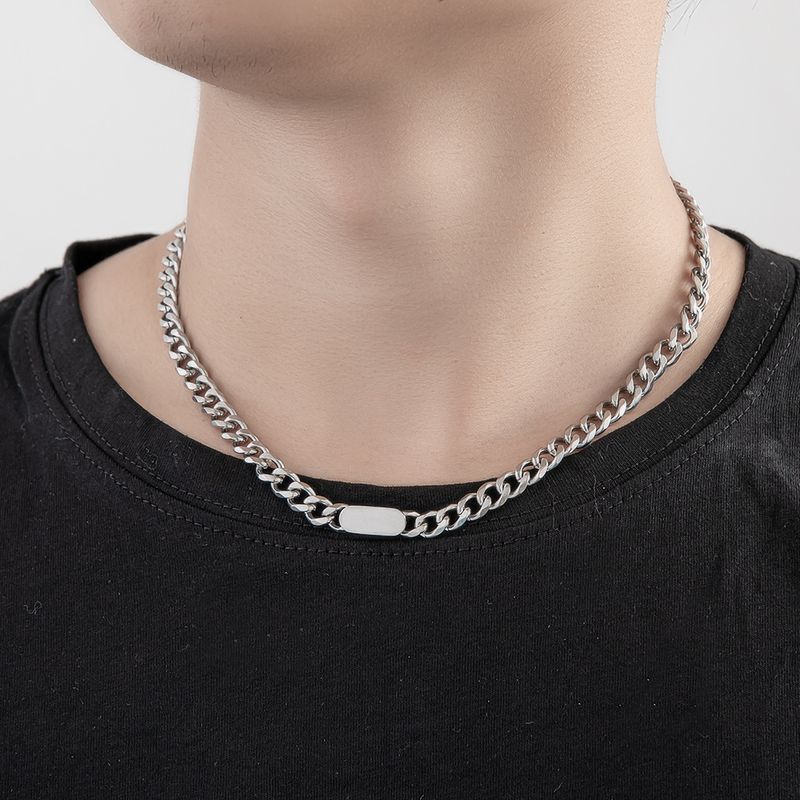 Original Design Einfarbig Titan Stahl Kette Halskette 1 Stück