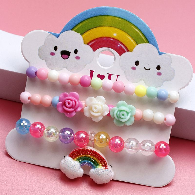 1 Set Sweet Rainbow Arylic Girl's Bracelets