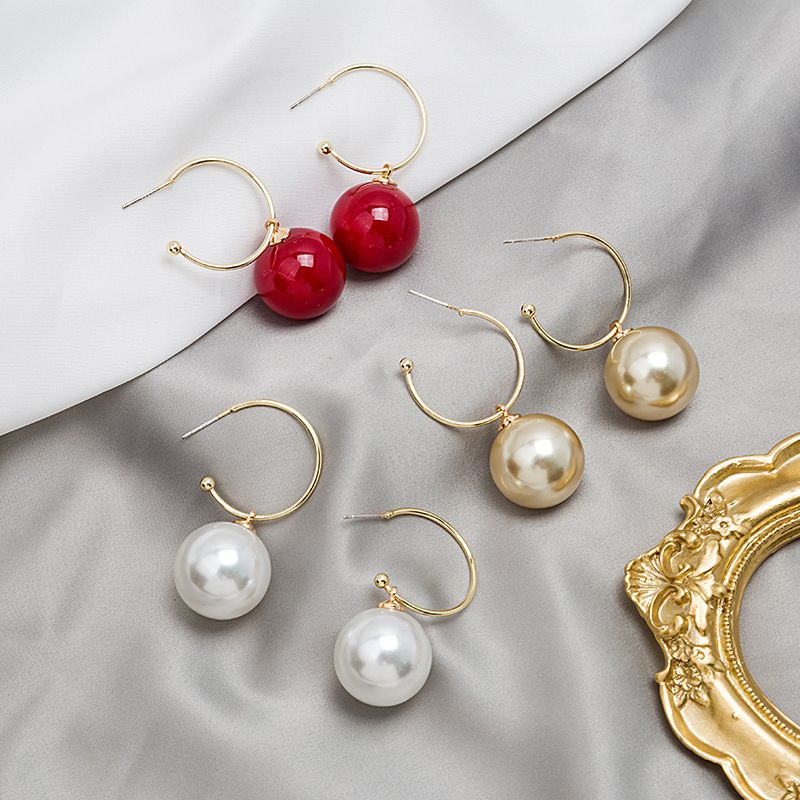 1 Pair Classic Style Round Alloy Drop Earrings