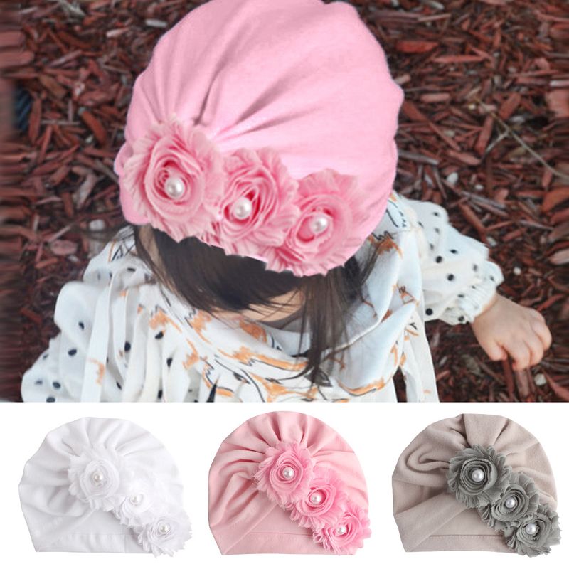 Baby Girl's Cute Solid Color Flowers Baby Hat