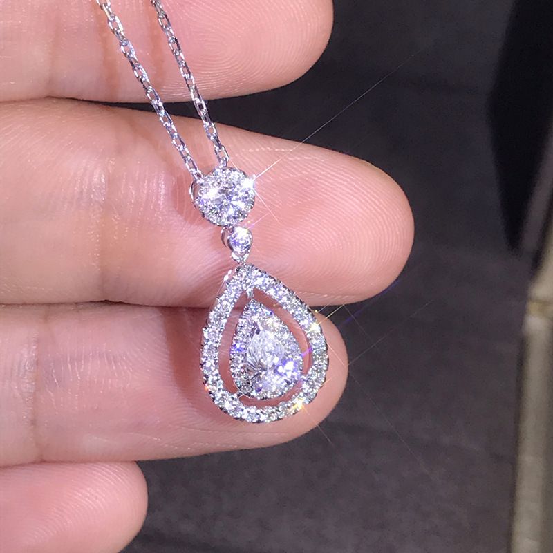1 Piece Fashion Water Droplets Alloy Plating Inlay Artificial Diamond Women's Pendant Necklace