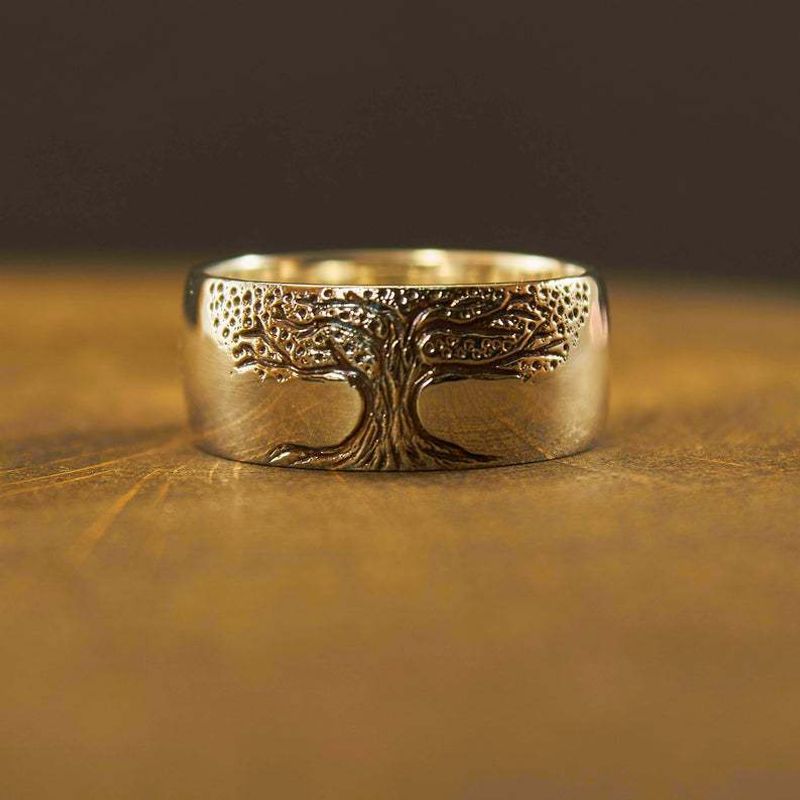 1 Piece Simple Style Tree Alloy Carving Women's Rings