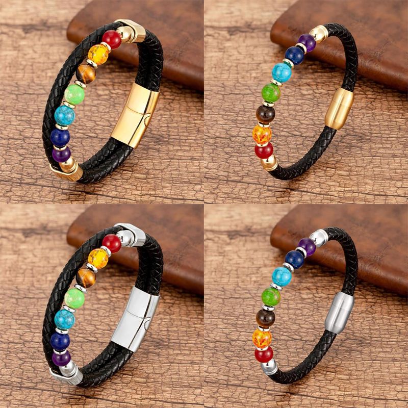 Fashion Circle Natural Stone Beaded Knitting Bracelets 1 Piece