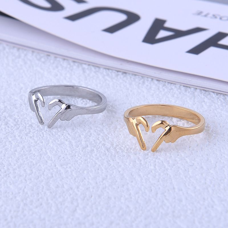 304 Stainless Steel 18K Gold Plated IG Style Plating Gesture Heart Shape Open Rings