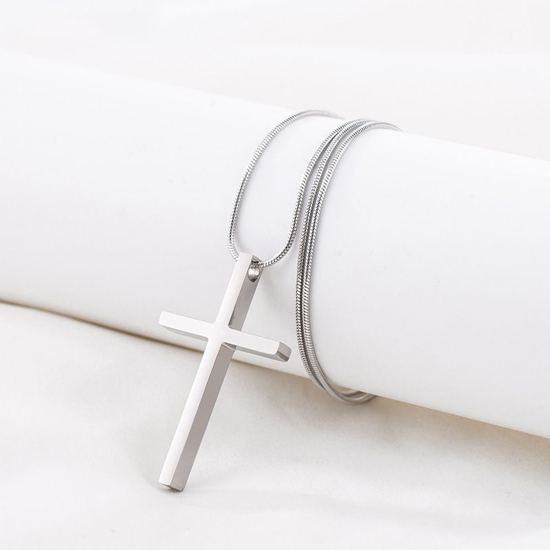 Einfacher Stil Kreuzen Titan Stahl Polieren Halskette Mit Anhänger 1 Stück
