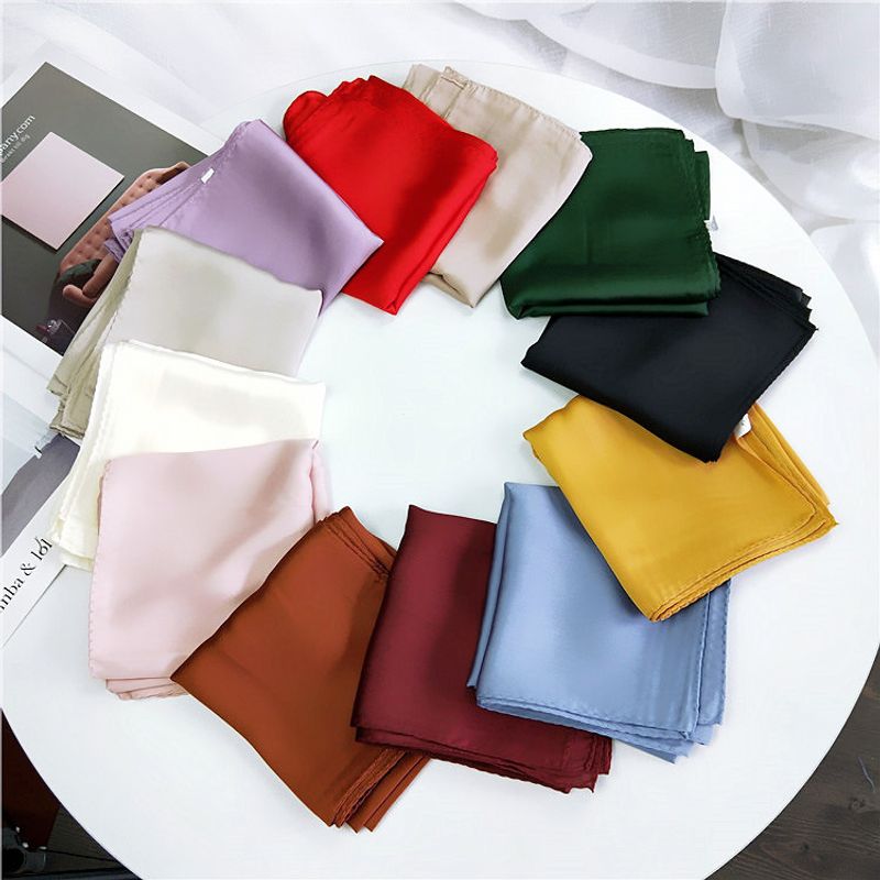 Women's Elegant Solid Color Polyester Silk Scarves