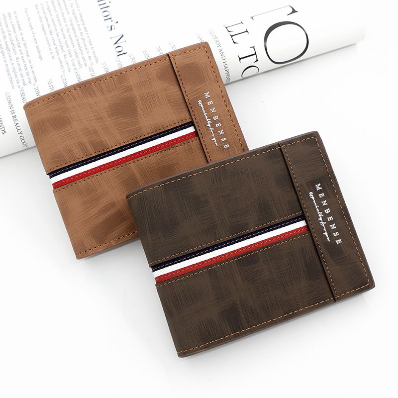 Men's Stripe Pu Leather Open Wallets