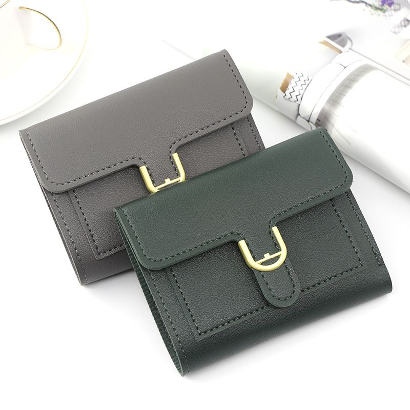 Women's Solid Color Pu Leather Flip Cover Wallets