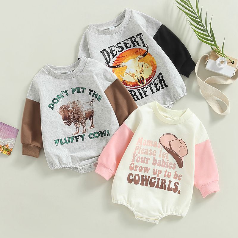 Fashion Animal Letter Cotton Baby Rompers