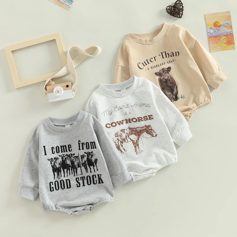 Fashion Animal Letter Printing Cotton Baby Rompers