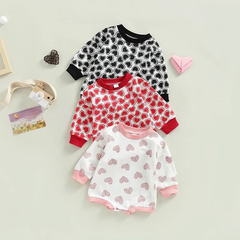 Valentine's Day Cute Heart Shape Cotton Baby Rompers