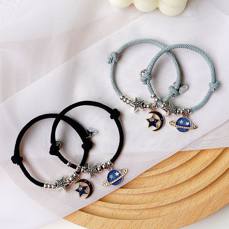 1 Pair Fashion Star Moon Alloy Rope Enamel Unisex Bracelets