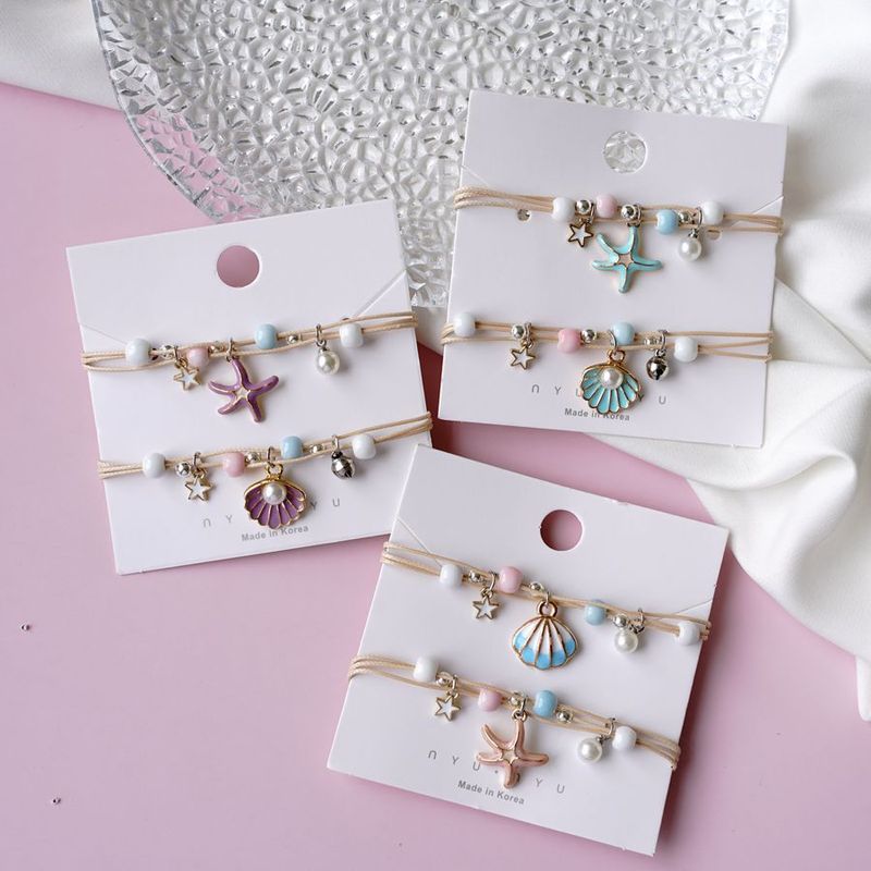 1 Pièce Sucré Star Fleur Alliage Incruster Perles Artificielles Femmes Bracelets