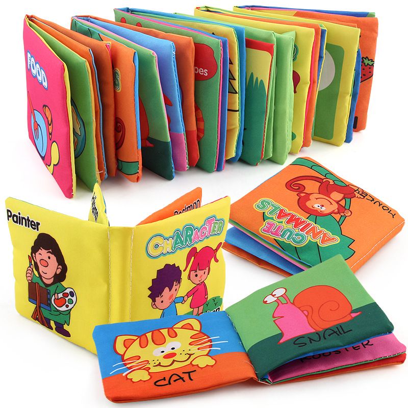 Baby Three-dimensional Early Education Cloth Book 0-6 Months Baby Foreign Trade Cloth Book Tear-proof Cloth Book English Six Models Can Be Selected