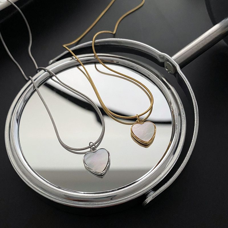 Mode Herzform Titan Stahl Überzug Halskette Mit Anhänger 1 Stück